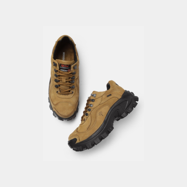 Woodland Men Camel Brown Leather Sneakers